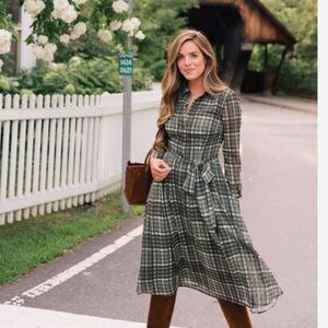 Gal Meets Glam Jessie Green Plaid Dress